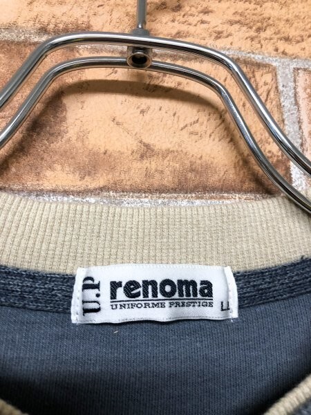 U.P renoma ユーピーレノマ メンズ 胸ポケット付き スウェットトレーナー 大きいサイズ LL くすみブルー コットン他_画像2