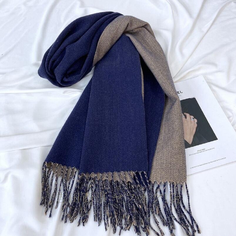 ☆新品 秋冬 定番 上質大判 カシミヤ マフラー ストール 大人 最高の肌ざわり カーキ_画像8