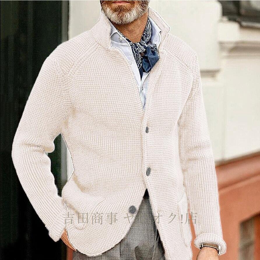 ☆新品 メンズ 上質 おしゃれ ニットカーディガン メンズ カーディガン ニットジャケット ニットアウター ニットセーター ブルー_画像8