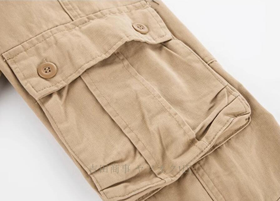 ☆新品 秋 カーゴパンツ メンズ 大きいサイズ 作業服 ボトムス カジュアル ズボン ミリタリーパンツ アウトドア ロング丈パンツ/グリーン_画像7