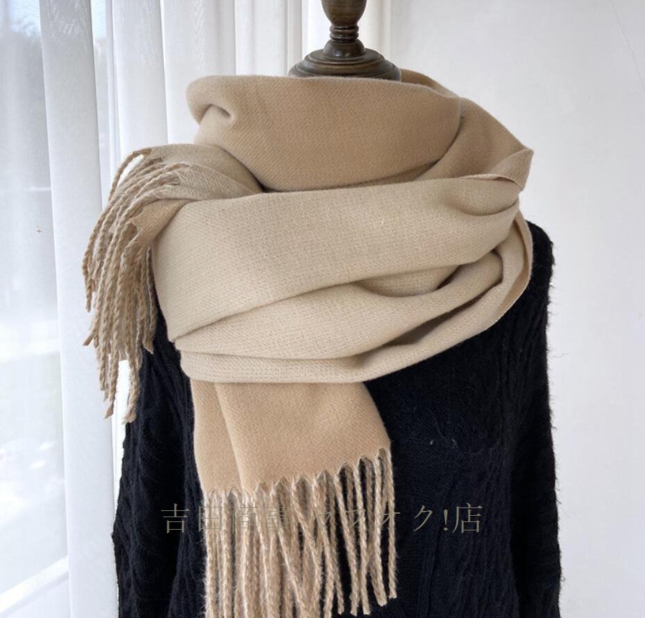 ☆新品 秋冬 定番 上質大判 カシミヤ マフラー ストール 大人 最高の肌ざわり カーキ_画像1