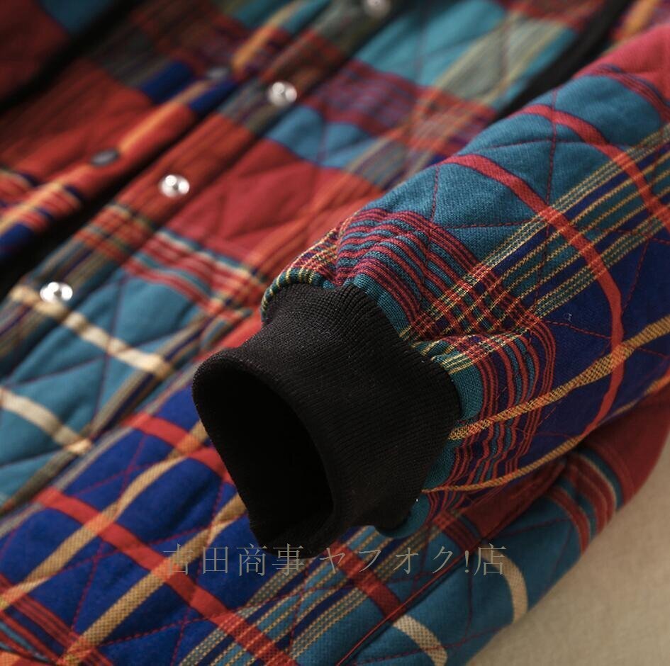 ☆新品 カジュアル 中綿コート キルティングコート チェック柄 コート レディース フード付き ロングコート アウター 軽量 あったか/_画像3