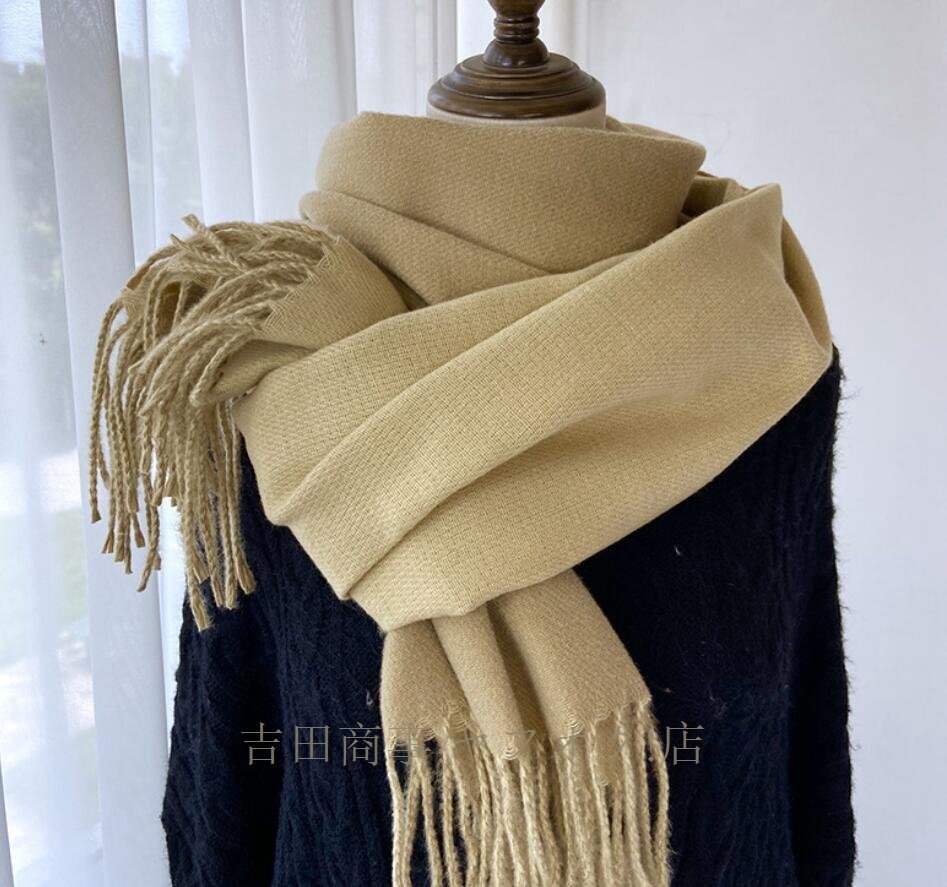 ☆新品 秋冬 定番 上質大判 カシミヤ マフラー ストール 大人 最高の肌ざわり カーキ_画像10