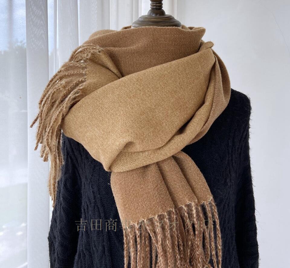 ☆新品 秋冬 定番 上質大判 カシミヤ マフラー ストール 大人 最高の肌ざわり カーキ_画像2