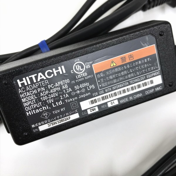 秋葉原萬世商會 ヤフオク店 HITACHI AC/DC ADAPTER Model(型號)ADP-40PH AB/HITACHI P/N:PC-AP8700※AP8800/19V2.1A