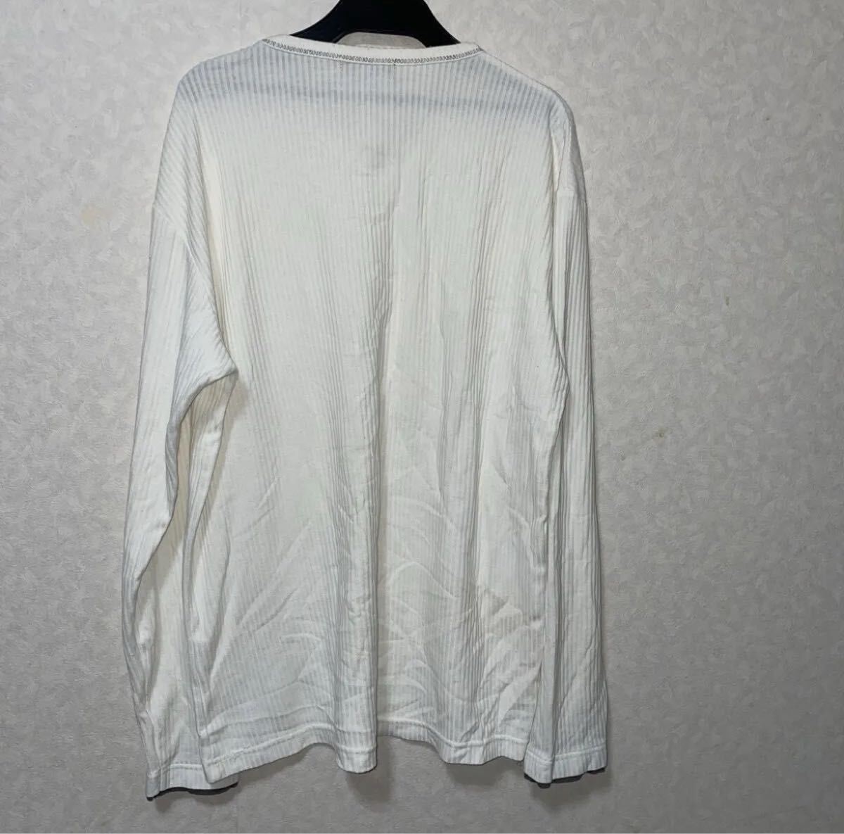 ST-RAT 長袖Tシャツ XL スリムフィット ホワイト Tシャツ 無地 長袖 Vネック カットソー トップス ロンT_画像2