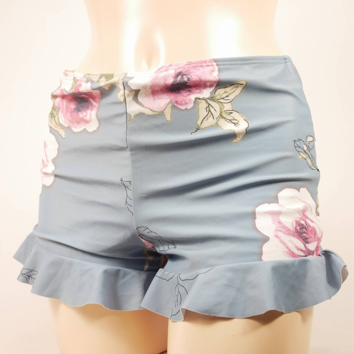 7594美品　レディース水着　花柄エレガント柄ビキニ　ワイヤービキニ3点セット　XLサイズ　グレー系　匿名配送_画像6