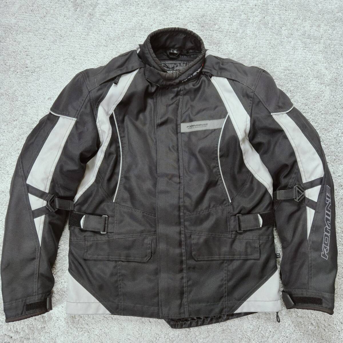 KOMINE コミネ バイク用 ナイロン セットアップ 上下セット プロテクター ライナー付き XLサイズ ブラック グレー