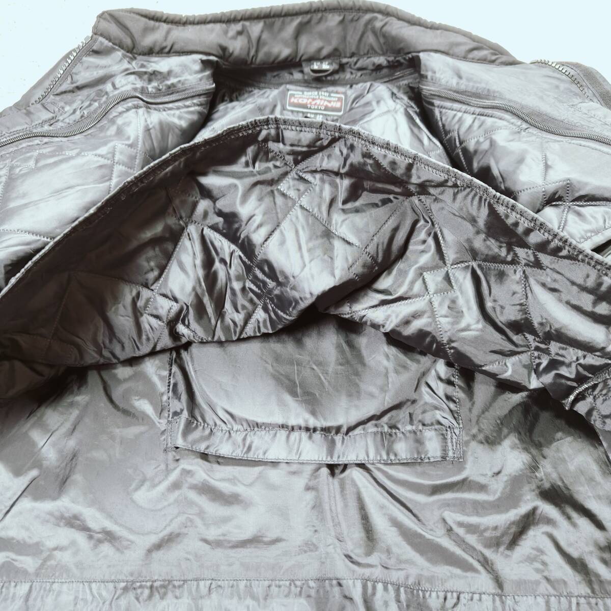 KOMINE コミネ バイク用 ナイロン セットアップ 上下セット プロテクター ライナー付き XLサイズ ブラック グレー