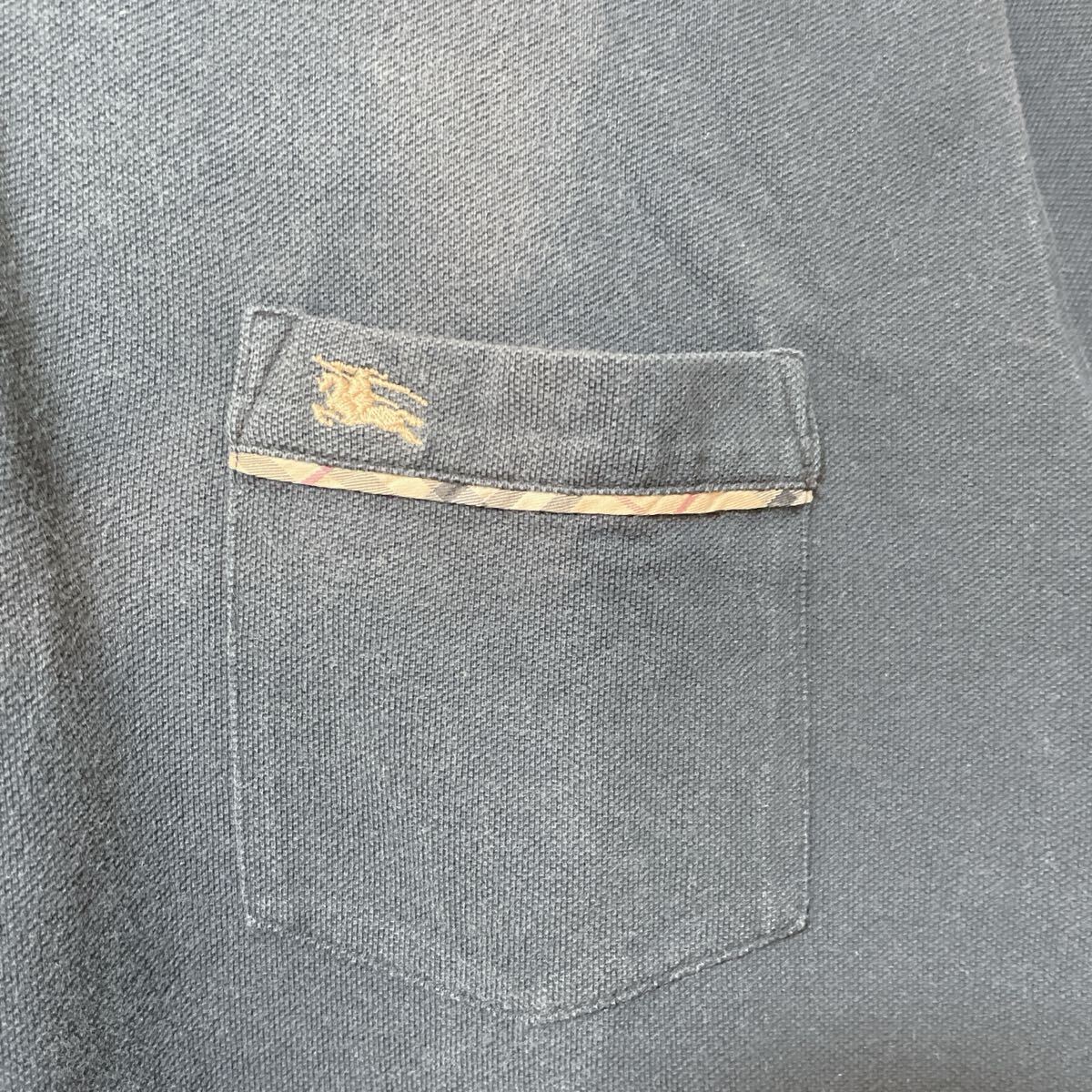 バーバリーロンドン　 半袖ポロシャツ　ブラック　ノバチェック　Lサイズ　P1_画像2