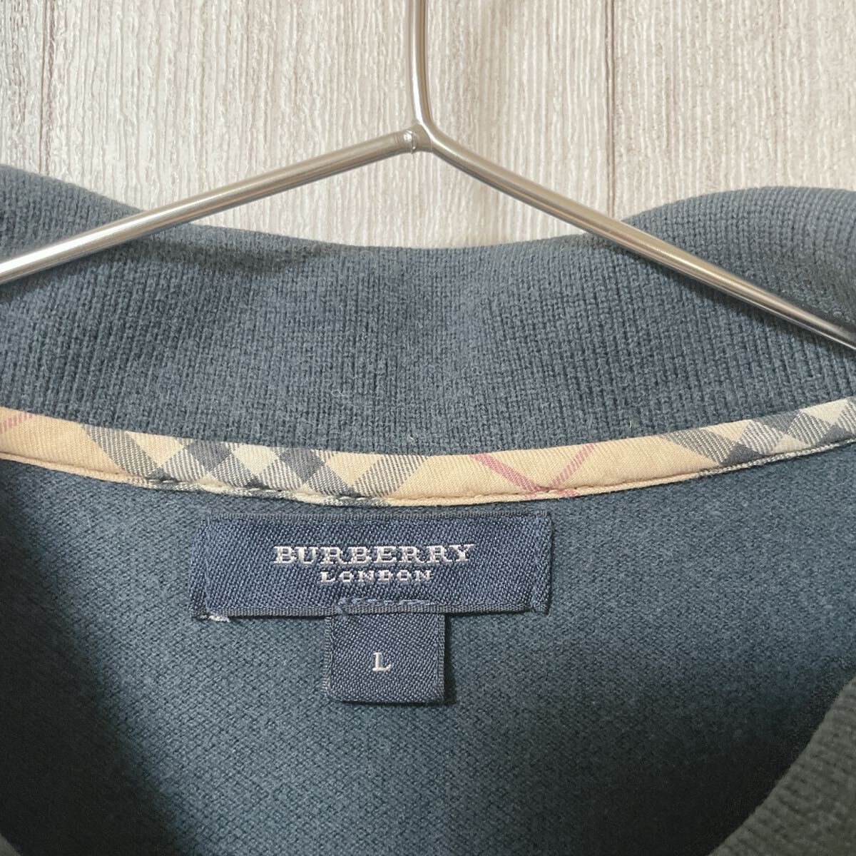 バーバリーロンドン　 半袖ポロシャツ　ブラック　ノバチェック　Lサイズ　P1_画像3