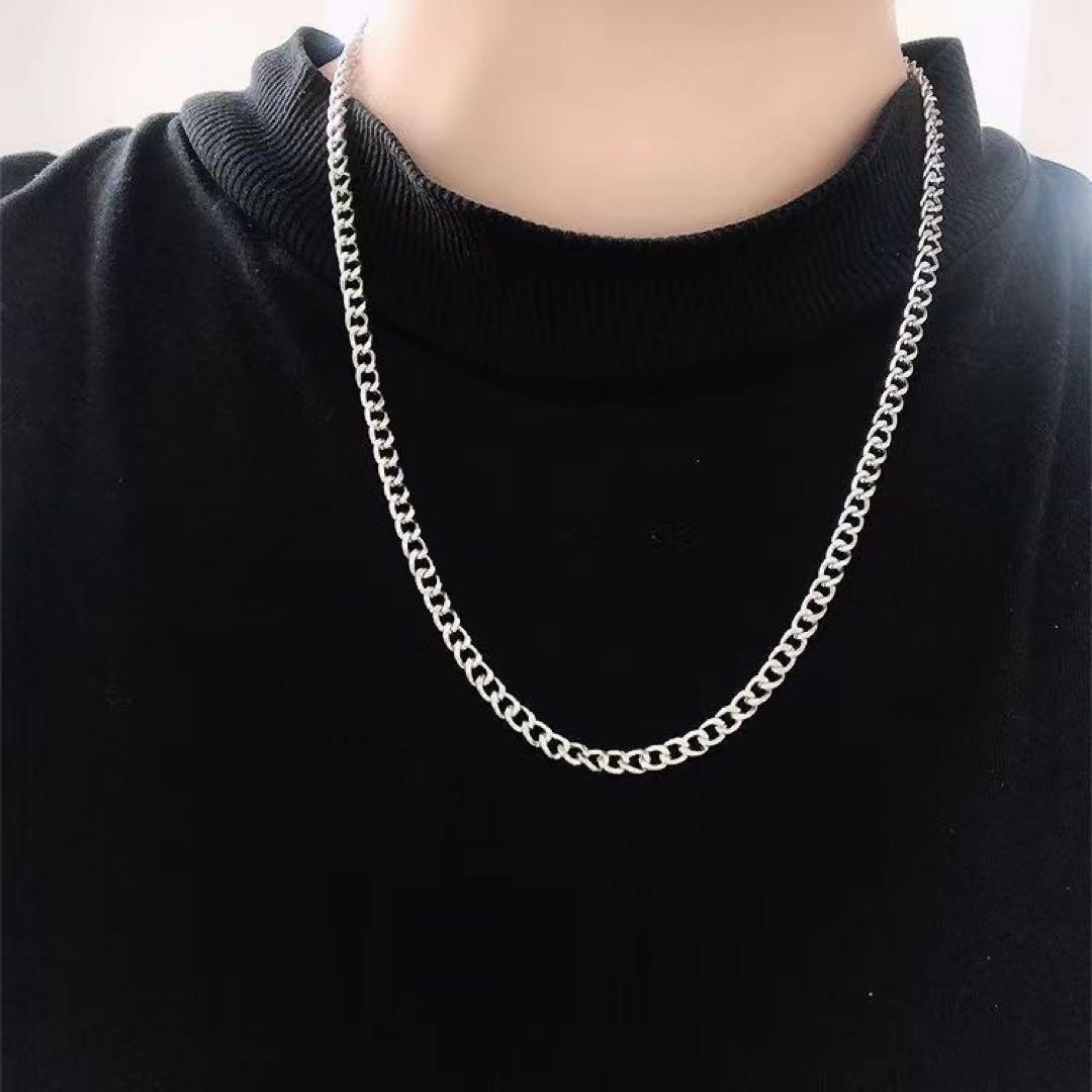 喜平　シルバー　チェーンネックレス　男女兼用　シンプル　長(zhǎng)60㎝　幅5㎜　チタン