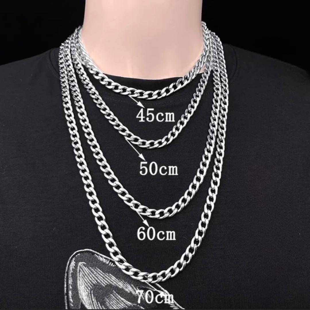 喜平　シルバー　チェーンネックレス　男女兼用　シンプル　長(zhǎng)60㎝　幅5㎜　チタン