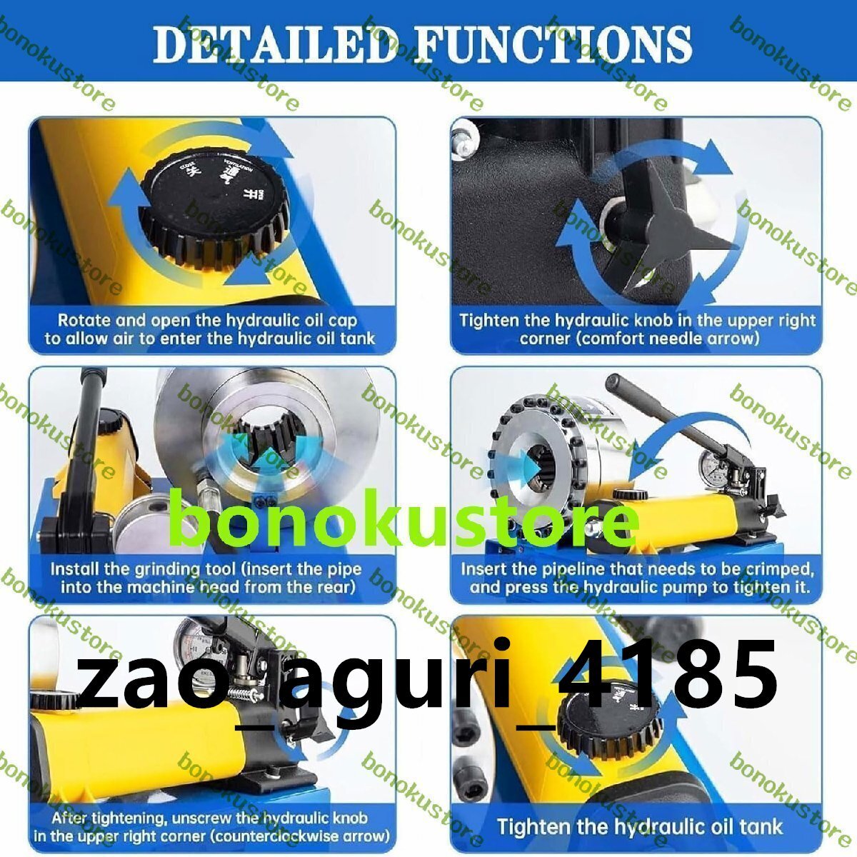 油圧ホースクリンパー 35MPA 手動ステンレス鋼圧著工具 7セットのダイ付き 金型口徑:10-31mm 1L 燃料タンク付き 厚さ調(diào)節(jié)可能