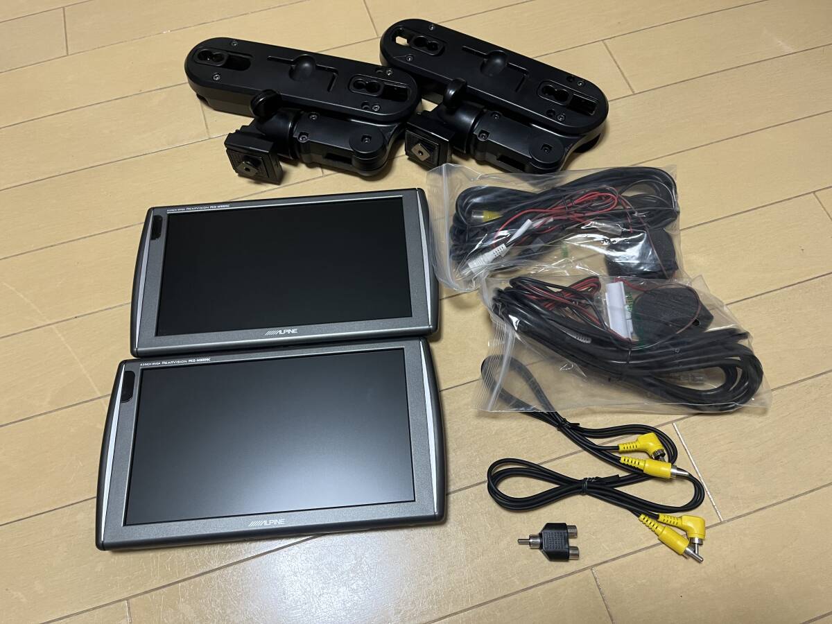 アルパイン ALPINE PKG-M900SC 9インチWVGAモニター 2臺セット 新品映像分配ケーブル 新品電源配線