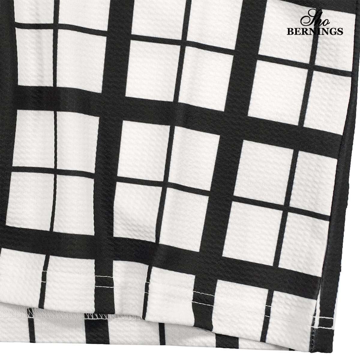 344342-90 Bernings sho Tシャツ 半袖 Vネック チェック柄 総柄 mens メンズ(ホワイト白ブラック黒) L カジュアル きれいめ スマート_画像4