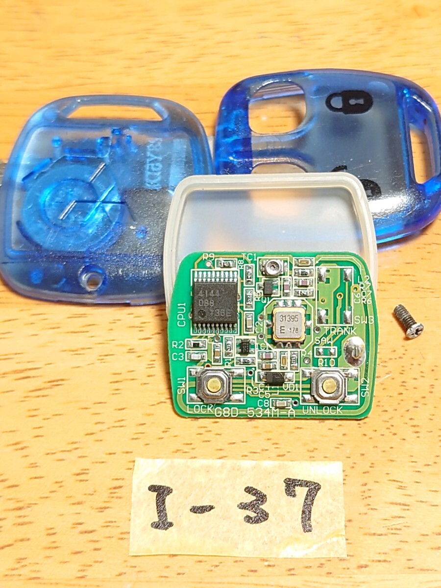 I-37 三菱 純正 キーレス２つボタン 【基盤/G8D-534M-A】ブルースケルトンパジェロミニ/ekワゴン/ek/トッポ/デリカ等 送料無(wú)料/追跡あり