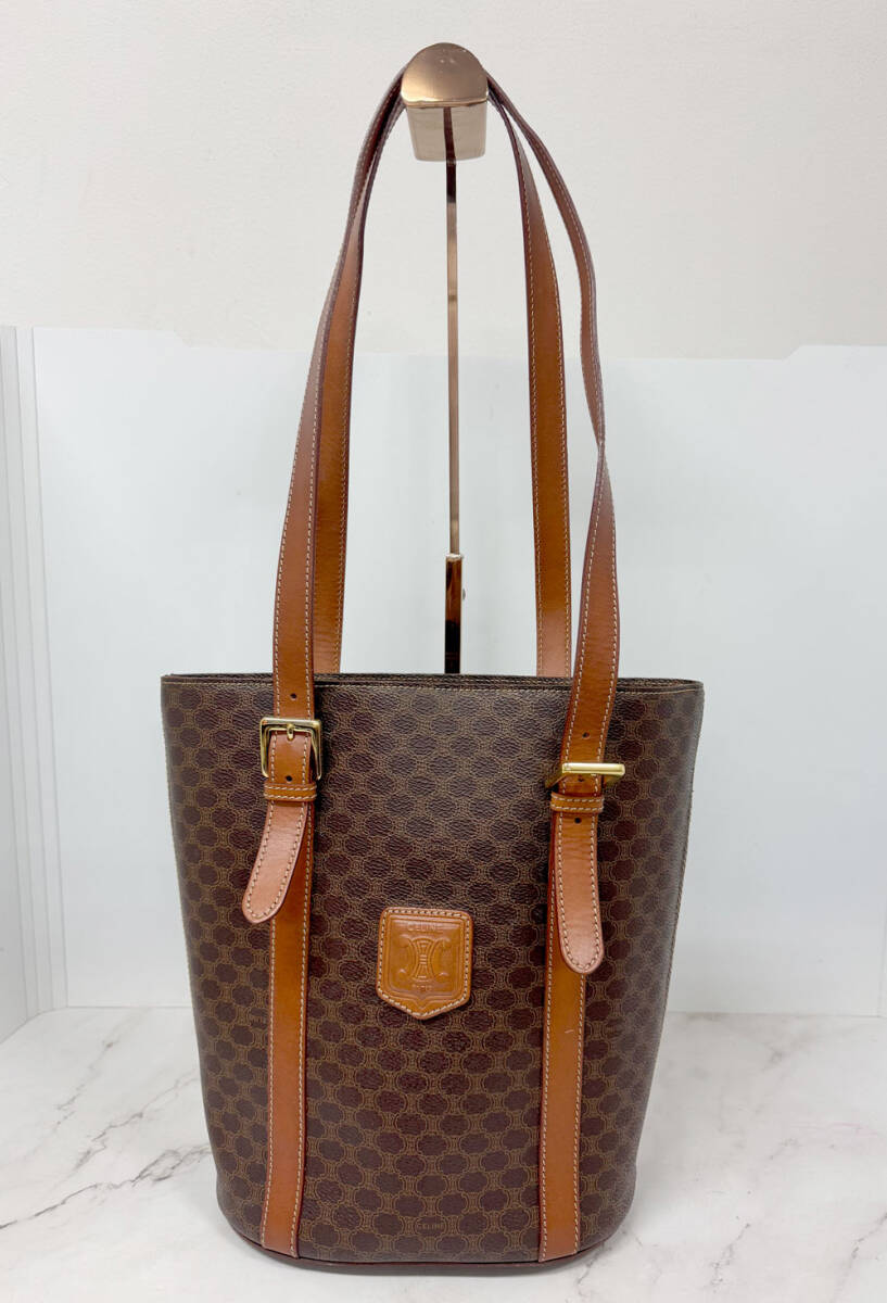 ●CELINE セリーヌ マカダム トートバッグ ショルダーバック レザー 美品 売切り●