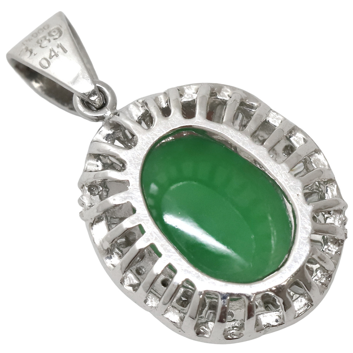 ペンダントトップ ヒスイ ダイヤ Pt900 シルバー 翡翠 緑_画像2