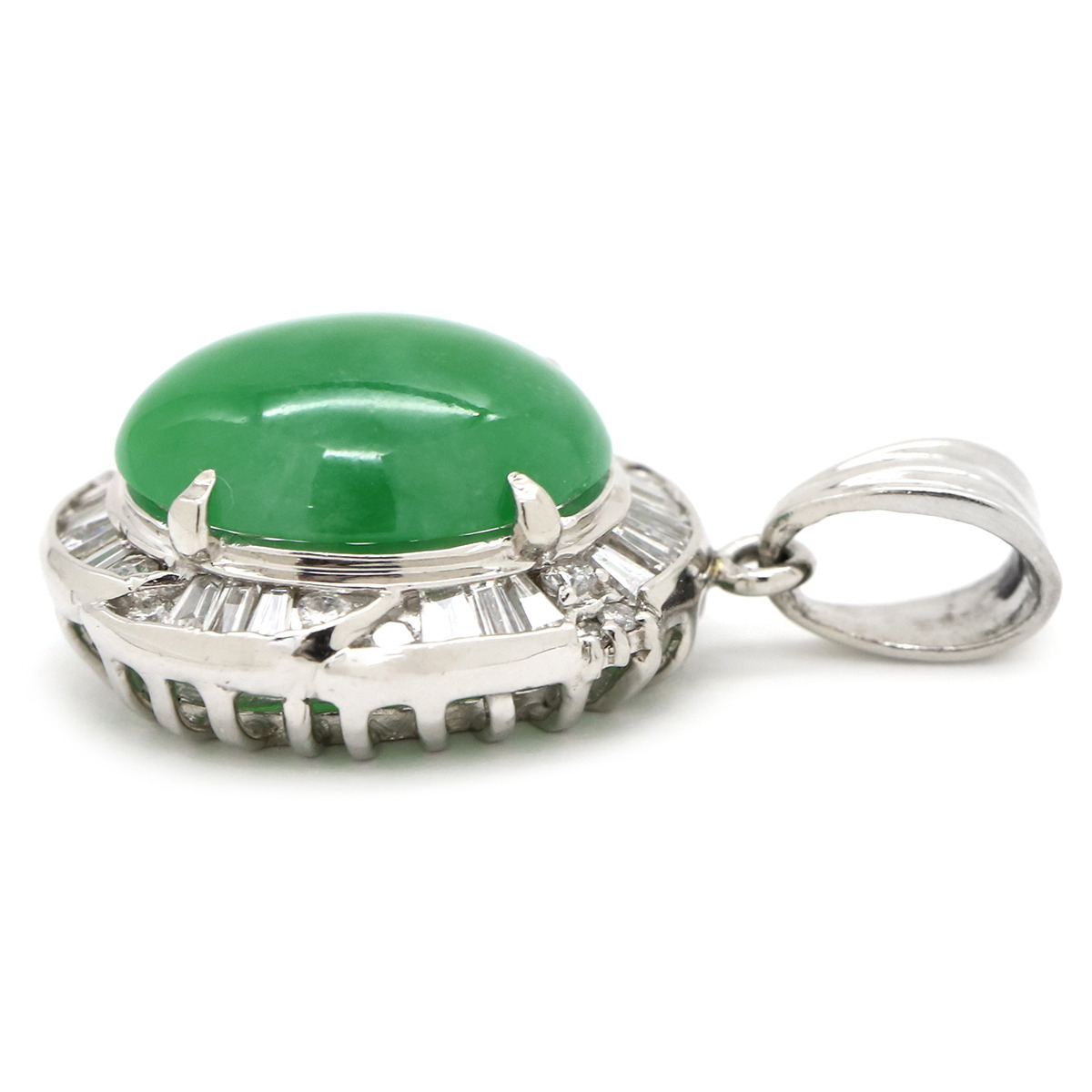 ペンダントトップ ヒスイ ダイヤ Pt900 シルバー 翡翠 緑_画像3
