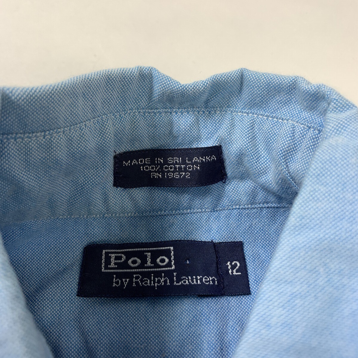 polo by RALPH LAUREN ポロバイラルフローレン 半袖シャツ 綿 コットン ボタンダウン ワンポイント刺 青 水色 ライトブルー 12 YC898