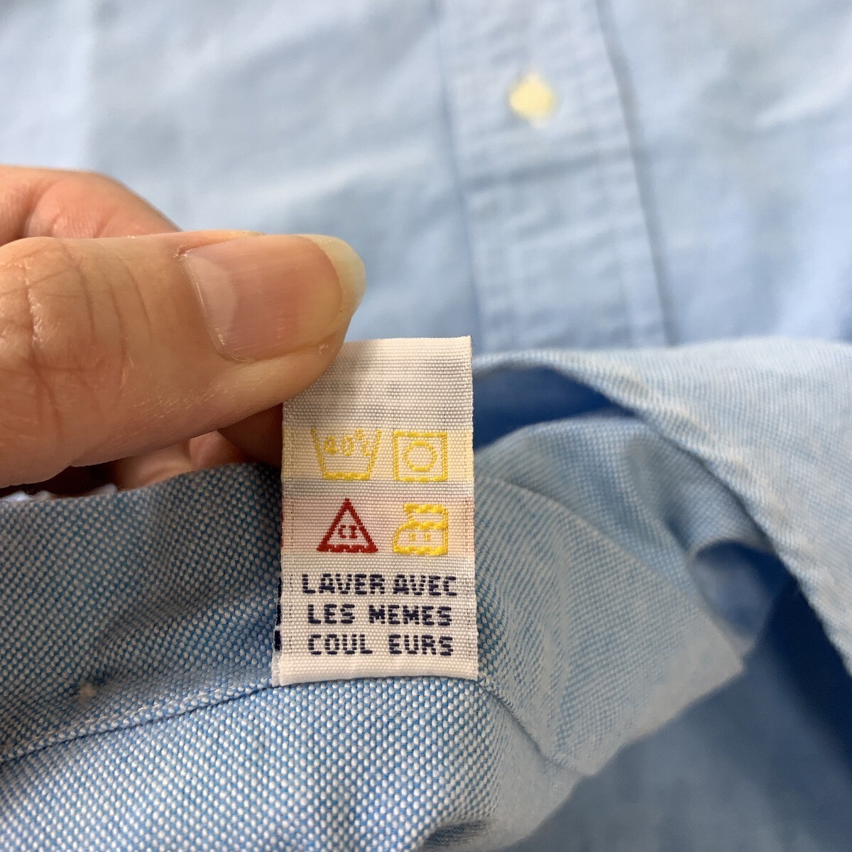 polo by RALPH LAUREN ポロバイラルフローレン 半袖シャツ 綿 コットン ボタンダウン ワンポイント刺 青 水色 ライトブルー 12 YC898