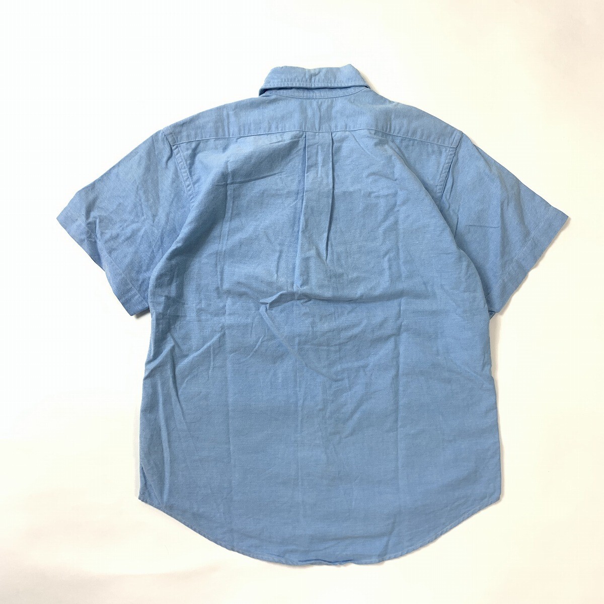 polo by RALPH LAUREN ポロバイラルフローレン 半袖シャツ 綿 コットン ボタンダウン ワンポイント刺 青 水色 ライトブルー 12 YC898