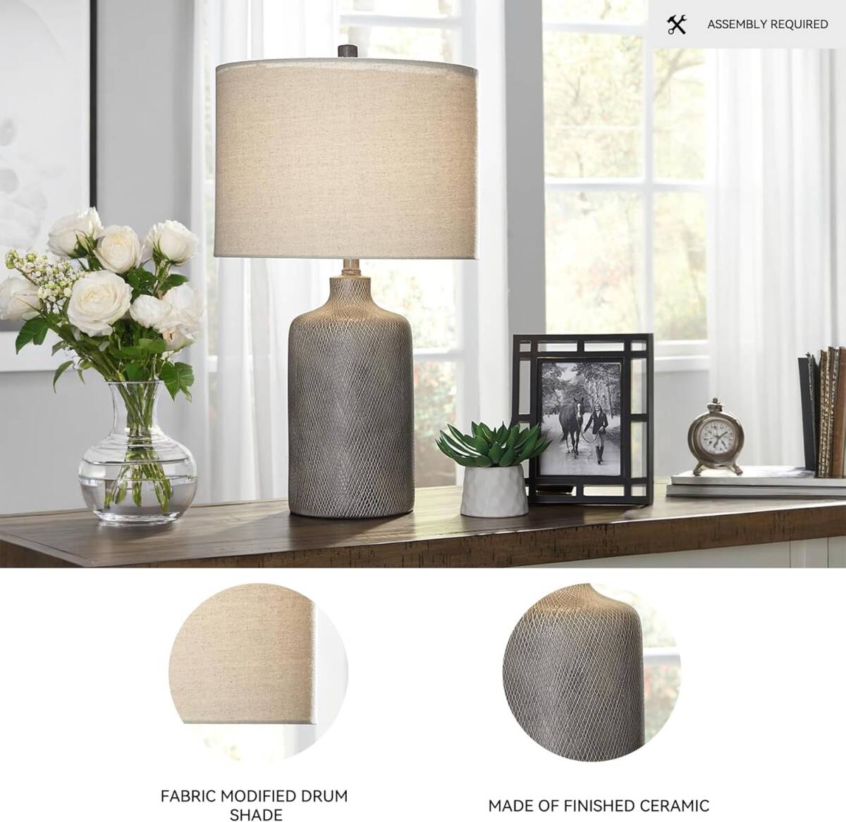 Ashley セラミック テーブルランプ モダン 灰色 25インチ 輸入品_画像4