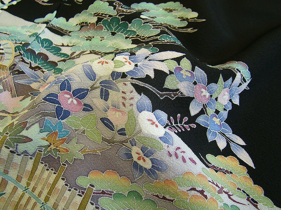 結婚式 「佐藤 潤」 極上縮緬地 本加賀友禅 黒留袖（正絹）仕立上り＜D634＞ 結婚式 「佐藤 潤」 極上縮緬地 本加賀友禅 黒留袖（正絹）仕立上り