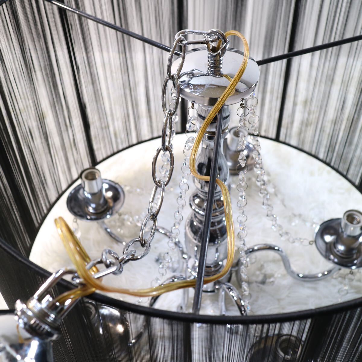 シェード シャンデリア 5灯 ブラック LED対応 天井 間接照明 フロアライト オーブ シェード シャンデリア 5灯 ブラック LED対応 天井 間接