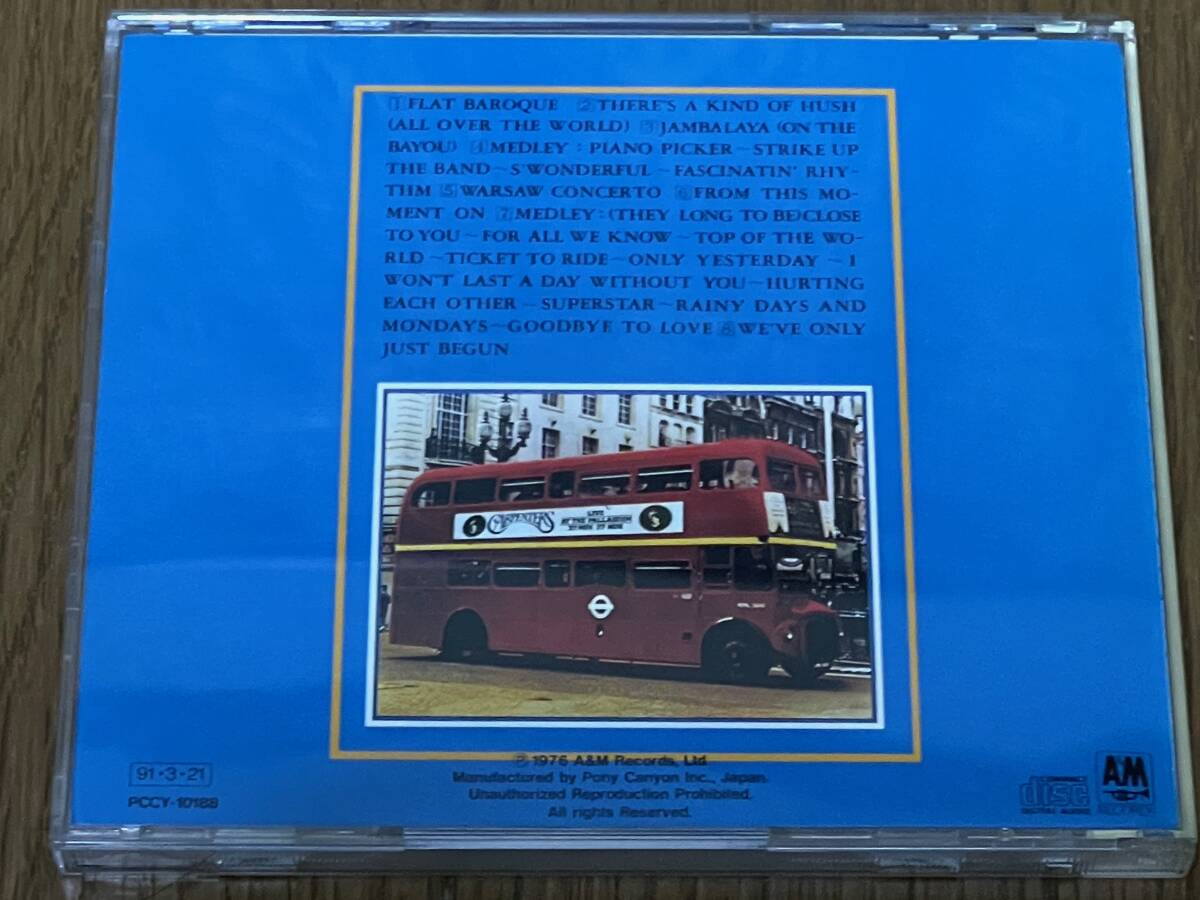 【旧規格CD】カーペンターズ　ライブ・イン・ロンドン Carpenters: Live at the Palladium POCY-10188_画像2