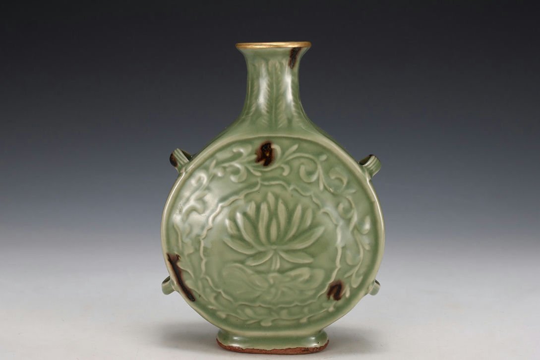 * перо .* старый изобразительное искусство *Y6063 Song времена дракон Izumi обжиг в печи . цветок . бутылка * старый керамика * редкий товар старый магазин * старый . предмет * времена предмет 