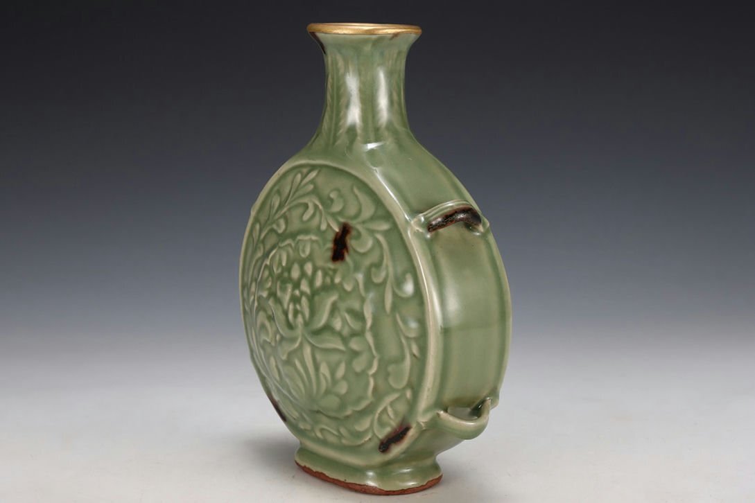 * перо .* старый изобразительное искусство *Y6063 Song времена дракон Izumi обжиг в печи . цветок . бутылка * старый керамика * редкий товар старый магазин * старый . предмет * времена предмет 