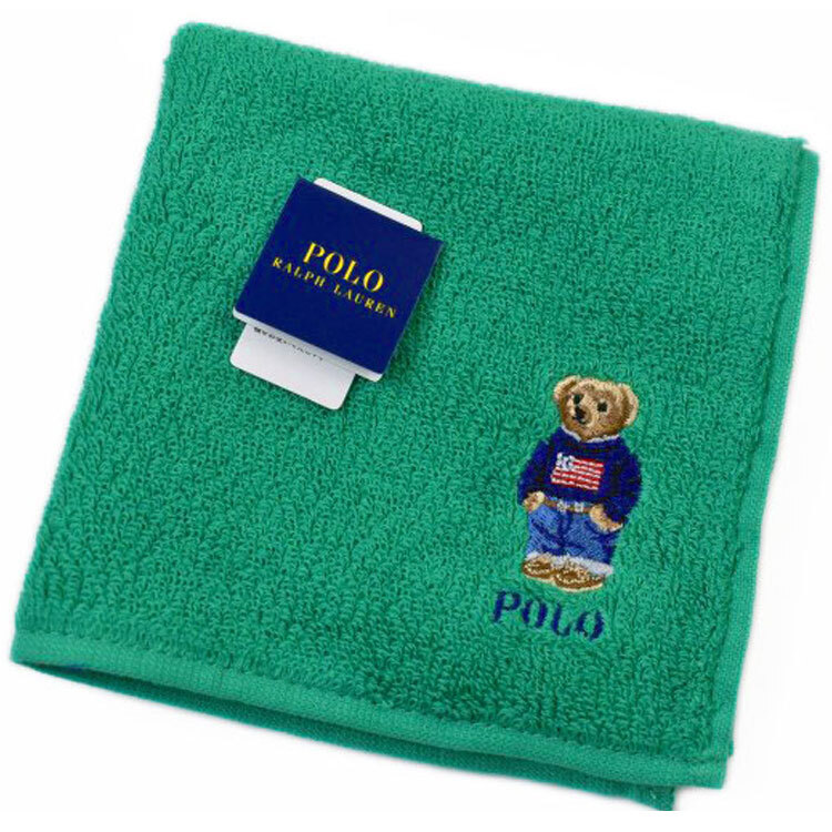 ポロ ラルフローレン タオルハンカチ ハンカチ 1枚 メンズ ブランド POLO Ralph Lauren グリーン ポロベア ベア くま 男性 紳士 ギフト_画像1