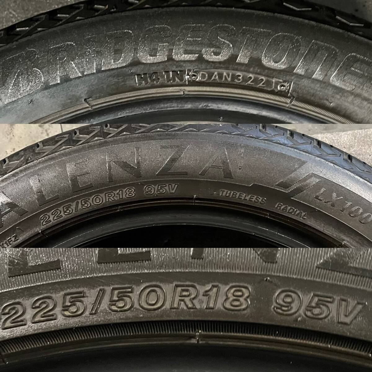 2023年製/2021年製 約7.5～9.2分山 ブリヂストン　BRIDGESTONE アレンザ　ALENZA LX100 225/50R18 2本　送料無料　 h_149_画像7