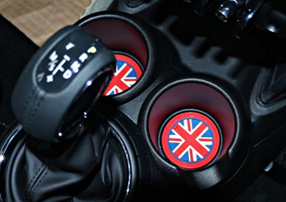 [ новый товар ] есть перевод напиток Coaster контрольно-измерительный прибор флаг MINI Mini Cooper автомобильный держатель для напитков 2 шт. комплект красный синий BMW Британия коврик 