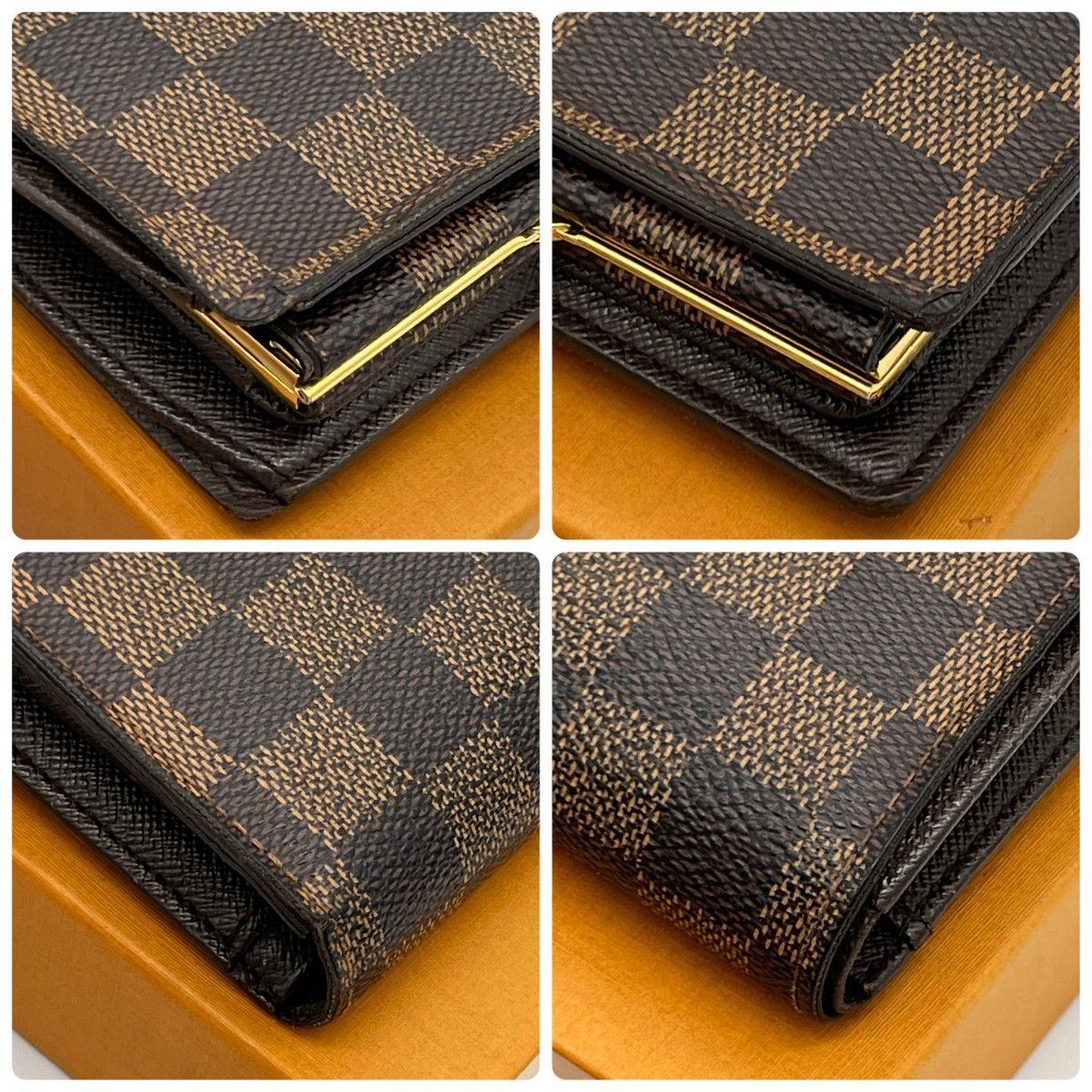 ルイヴィトン 新型 ヴィエノワ ダミエ がま口 ゴールド金具 ブラウン 983 ルイヴィトン 新型 ヴィエノワ ダミエ がま口 ゴールド金具