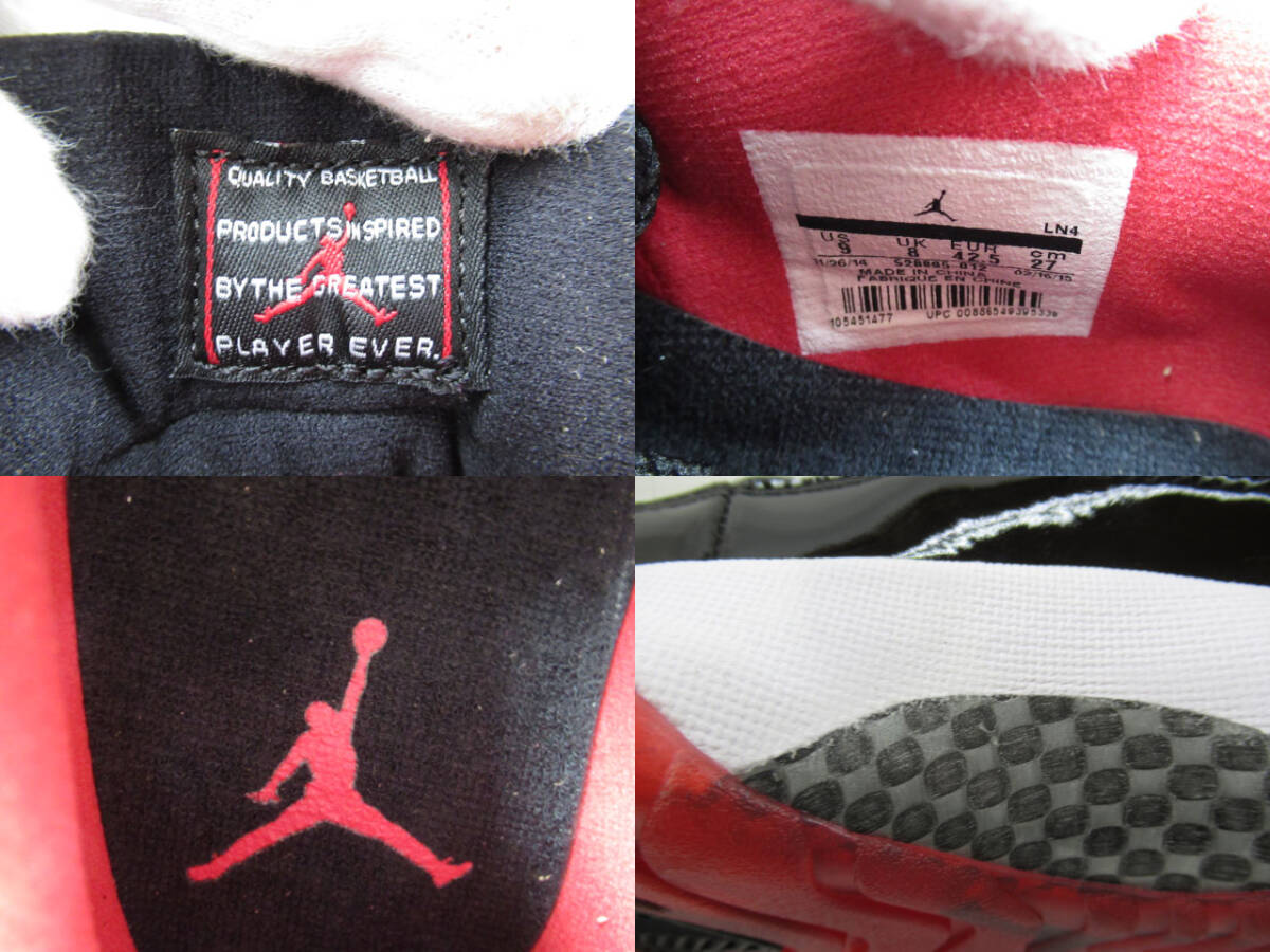 n51208-ap ジャンク▼NIKE AIR JORDAN 11 RETRO LOW BRED 528895-012 15年製 観賞用 27.0cm [149-250801]_画像6