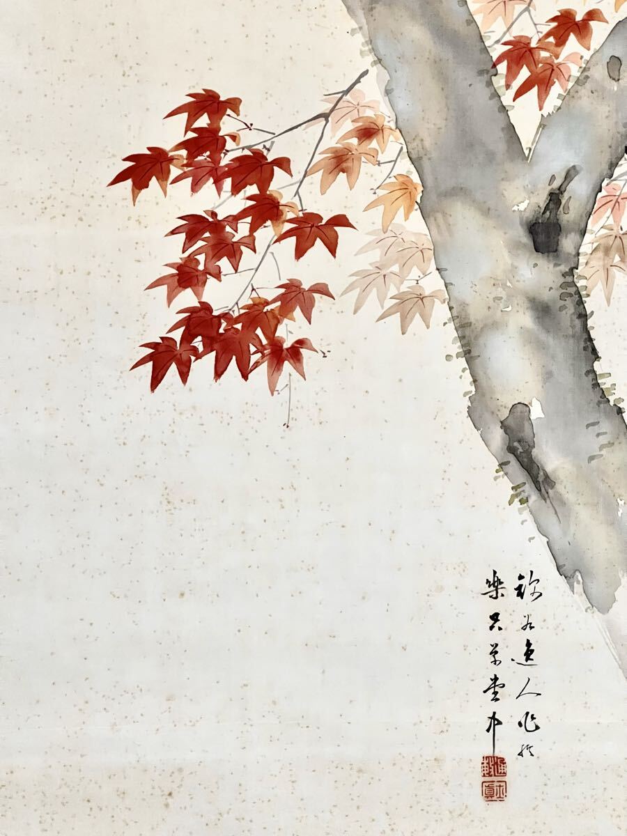 掛軸 風景画 山水画 川島梅関肉筆画 真作 富士山水 川島正 （尺五立）肉筆！ 富士 - 掛け軸（掛軸）販売