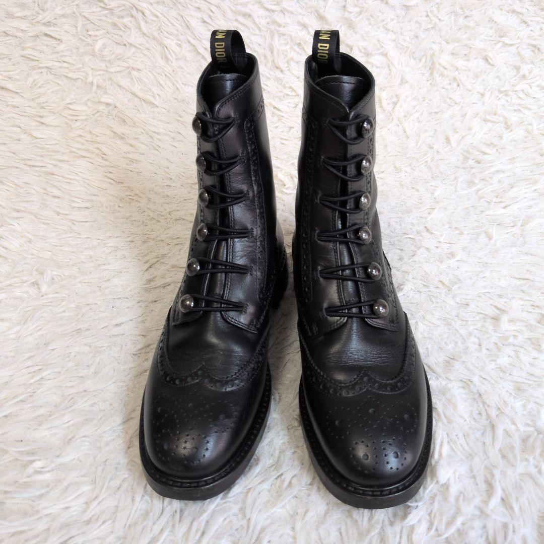 希少✨️クリスチャンディオール カットワーク ウィングチップミドルブーツ レザー 希少デザイン!!/美品】Christian dior クリスチャンディオール