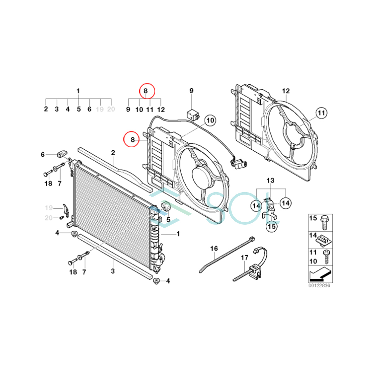 BMW MINI R50 R52 R53 ラジエーター ブロアファン 電動ファン レジスター(リペア用) 17117541092 17107529272 出荷締切18時_画像5
