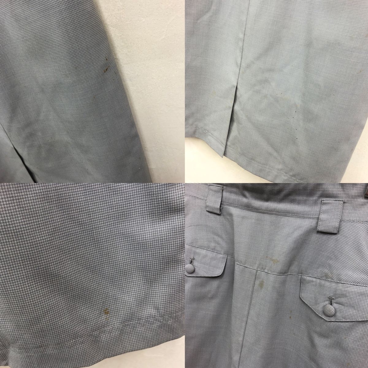 2H2142-Q◆Christian Dior SPORTS クリスチャン ディオール 膝丈スカート タイト ハウンドトゥース スリット◆size S グレー 灰 ウール100