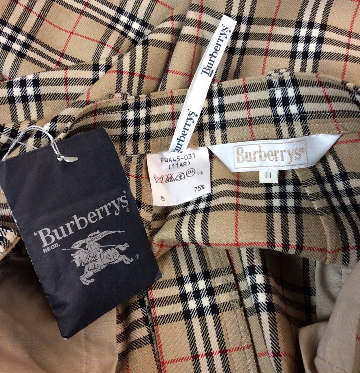 未使用 BURBERRY’S バーバリー ノヴァチェック パンツ スラックス ウール ブラウン系 ストレッチ生地 レディース 11AR