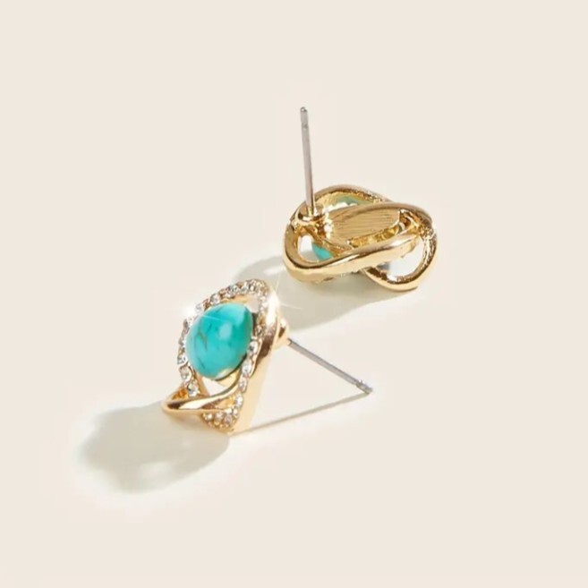 X775 ピアス レディース ゴールド k18 トルコ石 ターコイズ　_画像4