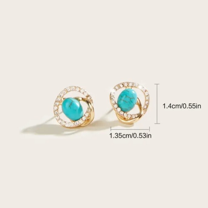 X775 ピアス レディース ゴールド k18 トルコ石 ターコイズ　_画像3