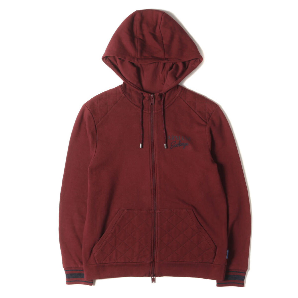 ARMANI EXCHANGE アルマーニエクスチェンジ パーカー ワインレッド サイズ:S | ロゴ スウェット ダブルジップ パーカー (6ZZMAH ZJBSZ)