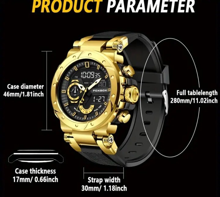 FOXBOX (LiGE) メンズ腕時計 デュアルウォッチ 50M防水 スポーツ腕時計 ローズゴールド 新品未使用！送料無料_画像4