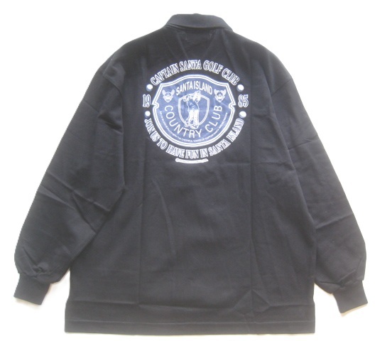 新品!!キャプテンサンタ Captain Santa*ビッグロゴプリント 長袖ポロシャツ L 黒 ブラック ジョイマークデザイン_画像8