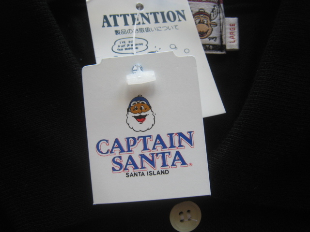 新品!!キャプテンサンタ Captain Santa*ビッグロゴプリント 長袖ポロシャツ L 黒 ブラック ジョイマークデザイン_画像5