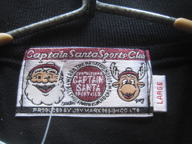 新品!!キャプテンサンタ Captain Santa*ビッグロゴプリント 長袖ポロシャツ L 黒 ブラック ジョイマークデザイン_画像4